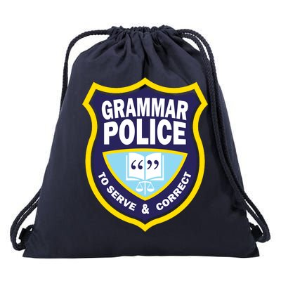 Grammar Police Badge Drawstring Bag