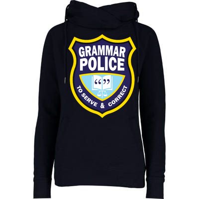 Grammar Police Badge Womens Funnel Neck Pullover Hood