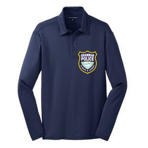 Grammar Police Badge Silk Touch Performance Long Sleeve Polo