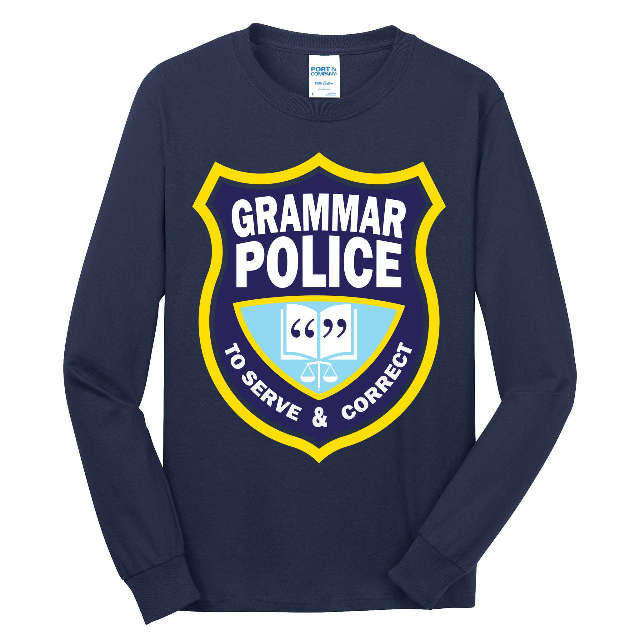 Grammar Police Badge Tall Long Sleeve T-Shirt