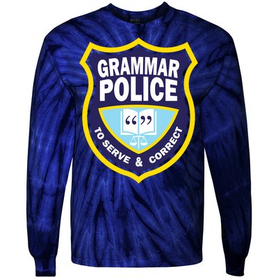 Grammar Police Badge Tie-Dye Long Sleeve Shirt