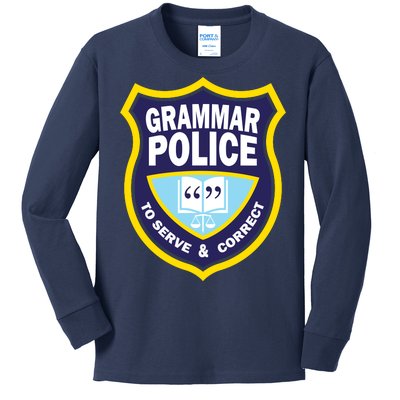 Grammar Police Badge Kids Long Sleeve Shirt