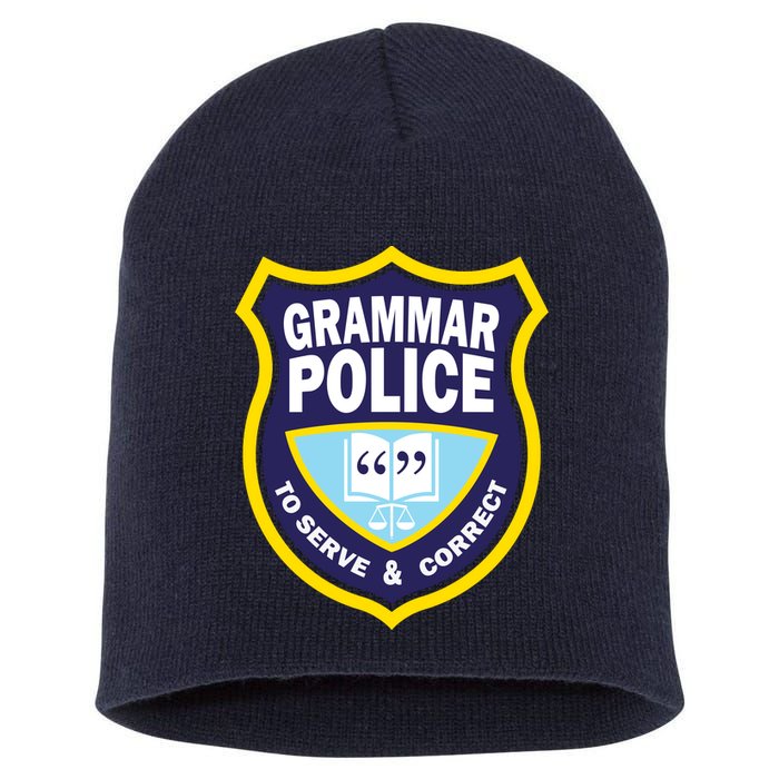 Grammar Police Badge Short Acrylic Beanie