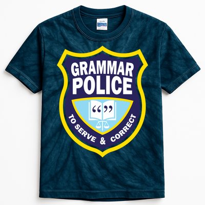 Grammar Police Badge Kids Tie-Dye T-Shirt