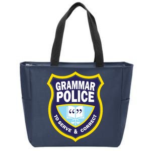 Grammar Police Badge Zip Tote Bag