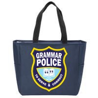 Grammar Police Badge Zip Tote Bag