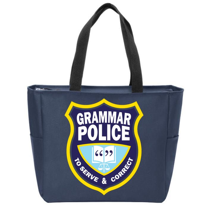 Grammar Police Badge Zip Tote Bag