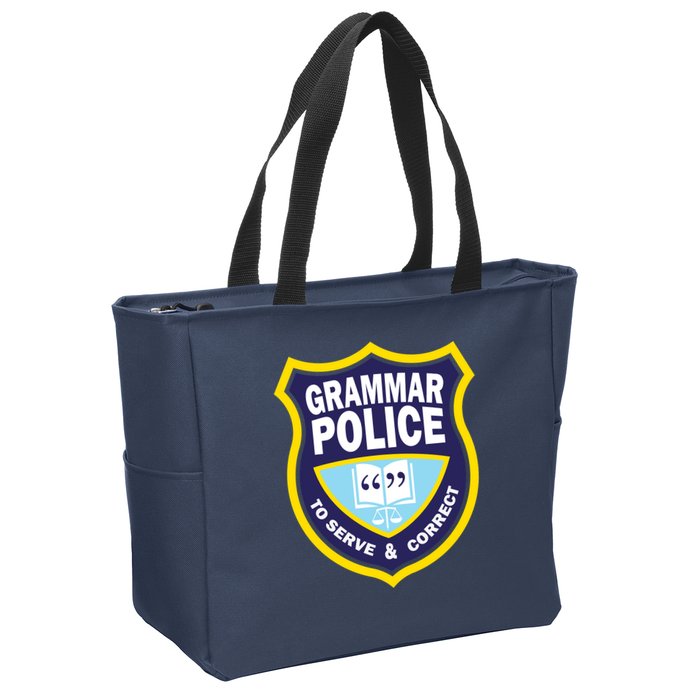 Grammar Police Badge Zip Tote Bag