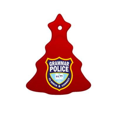 Grammar Police Badge Ceramic Tree Ornament