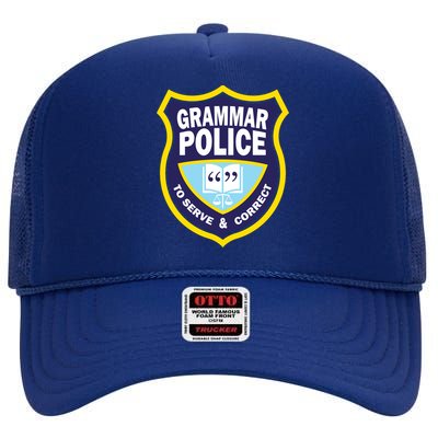 Grammar Police Badge High Crown Mesh Back Trucker Hat