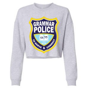 Grammar Police Badge Cropped Pullover Crew