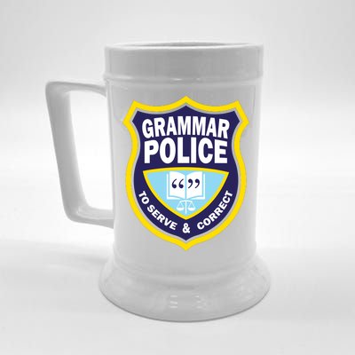 Grammar Police Badge Beer Stein