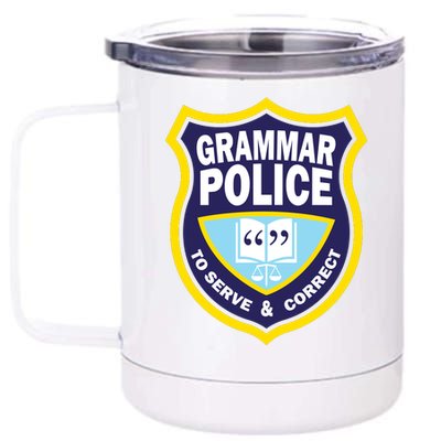 Grammar Police Badge 12 oz Stainless Steel Tumbler Cup