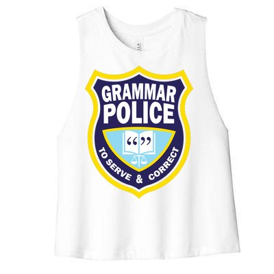 Grammar Police Badge Women's Racerback Cropped Tank