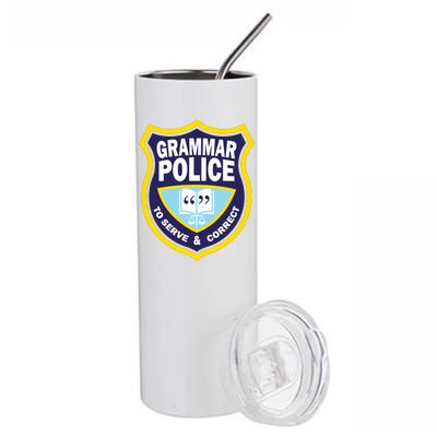 Grammar Police Badge Stainless Steel Tumbler