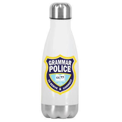 Grammar Police Badge Stainless Steel Insulated Water Bottle