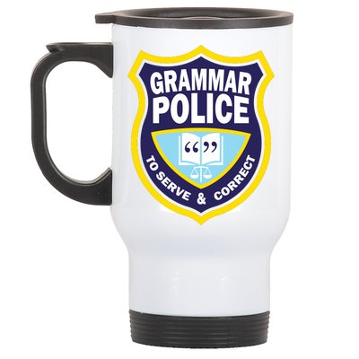 Grammar Police Badge Stainless Steel Travel Mug