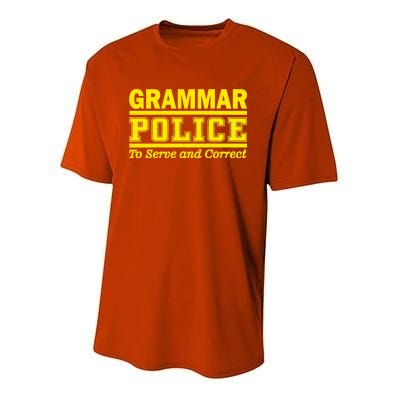 Grammar Police To Serve and Correct Youth Performance Sprint T-Shirt