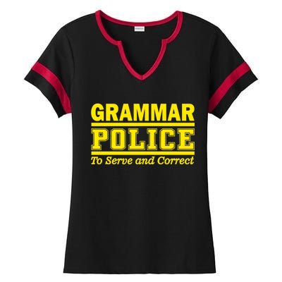 Grammar Police To Serve and Correct Ladies Halftime Notch Neck Tee