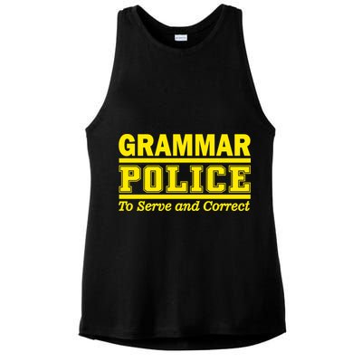 Grammar Police To Serve and Correct Ladies PosiCharge Tri-Blend Wicking Tank