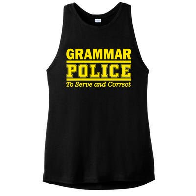 Grammar Police To Serve and Correct Ladies PosiCharge Tri-Blend Wicking Tank