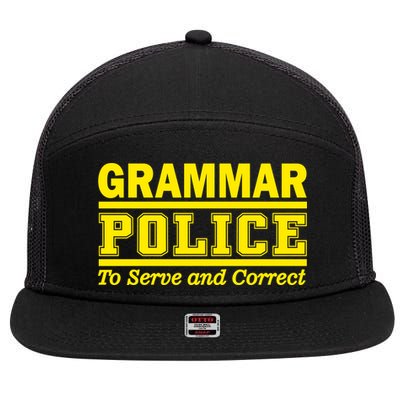 Grammar Police To Serve and Correct 7 Panel Mesh Trucker Snapback Hat