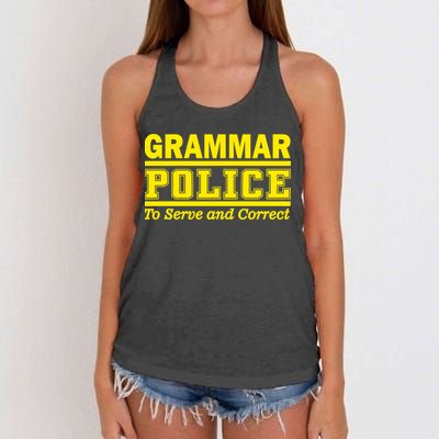 Grammar Police To Serve and Correct Women's Knotted Racerback Tank
