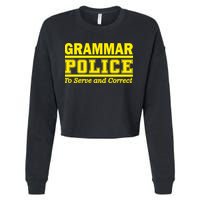 Grammar Police To Serve and Correct Cropped Pullover Crew