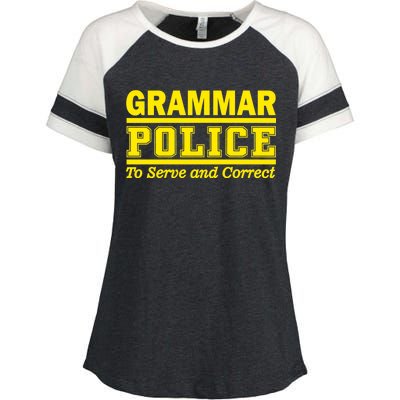 Grammar Police To Serve and Correct Enza Ladies Jersey Colorblock Tee