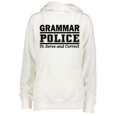 Grammar Police To Serve and Correct Womens Funnel Neck Pullover Hood