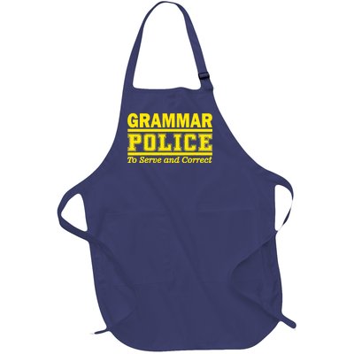 Grammar Police To Serve and Correct Full-Length Apron With Pockets