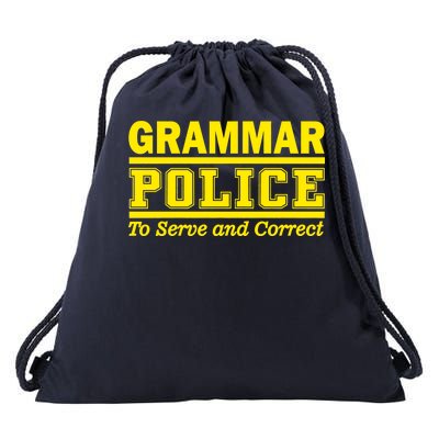 Grammar Police To Serve and Correct Drawstring Bag