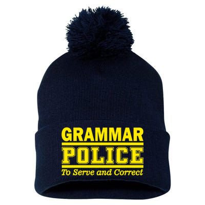 Grammar Police To Serve and Correct Pom Pom 12in Knit Beanie