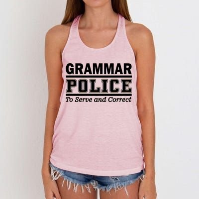 Grammar Police To Serve and Correct Women's Knotted Racerback Tank