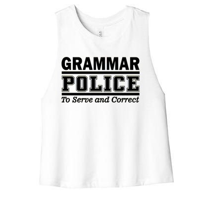 Grammar Police To Serve and Correct Women's Racerback Cropped Tank