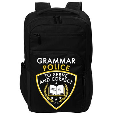 Grammar Police To Serve And Correct Funny Impact Tech Backpack