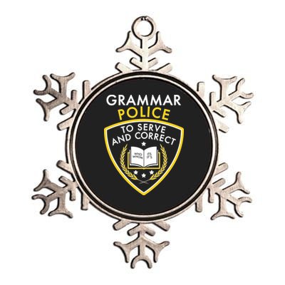 Grammar Police To Serve And Correct Funny Metallic Star Ornament
