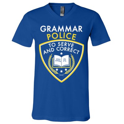 Grammar Police To Serve And Correct Funny V-Neck T-Shirt