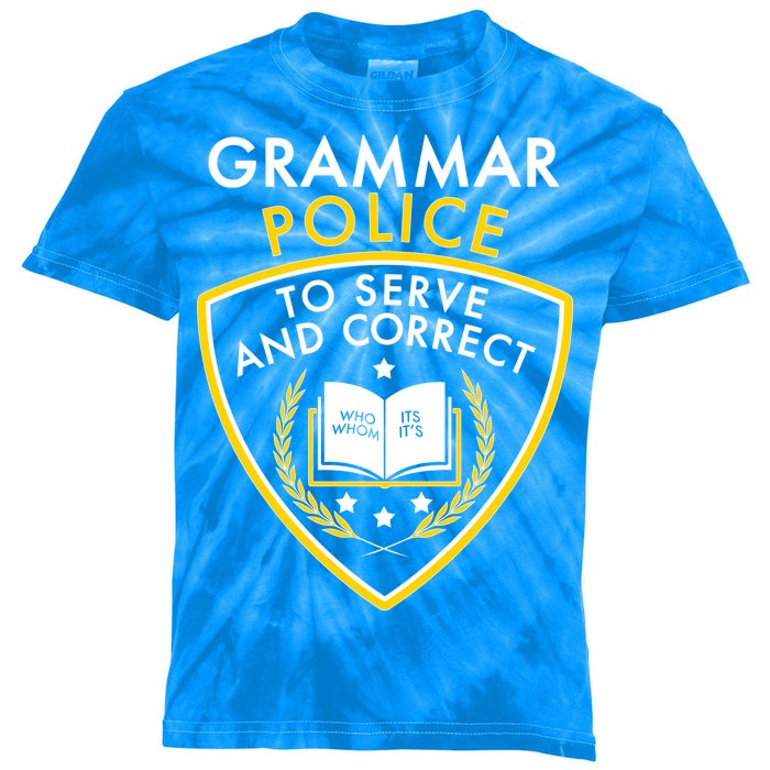 Grammar Police To Serve And Correct Funny Kids Tie-Dye T-Shirt