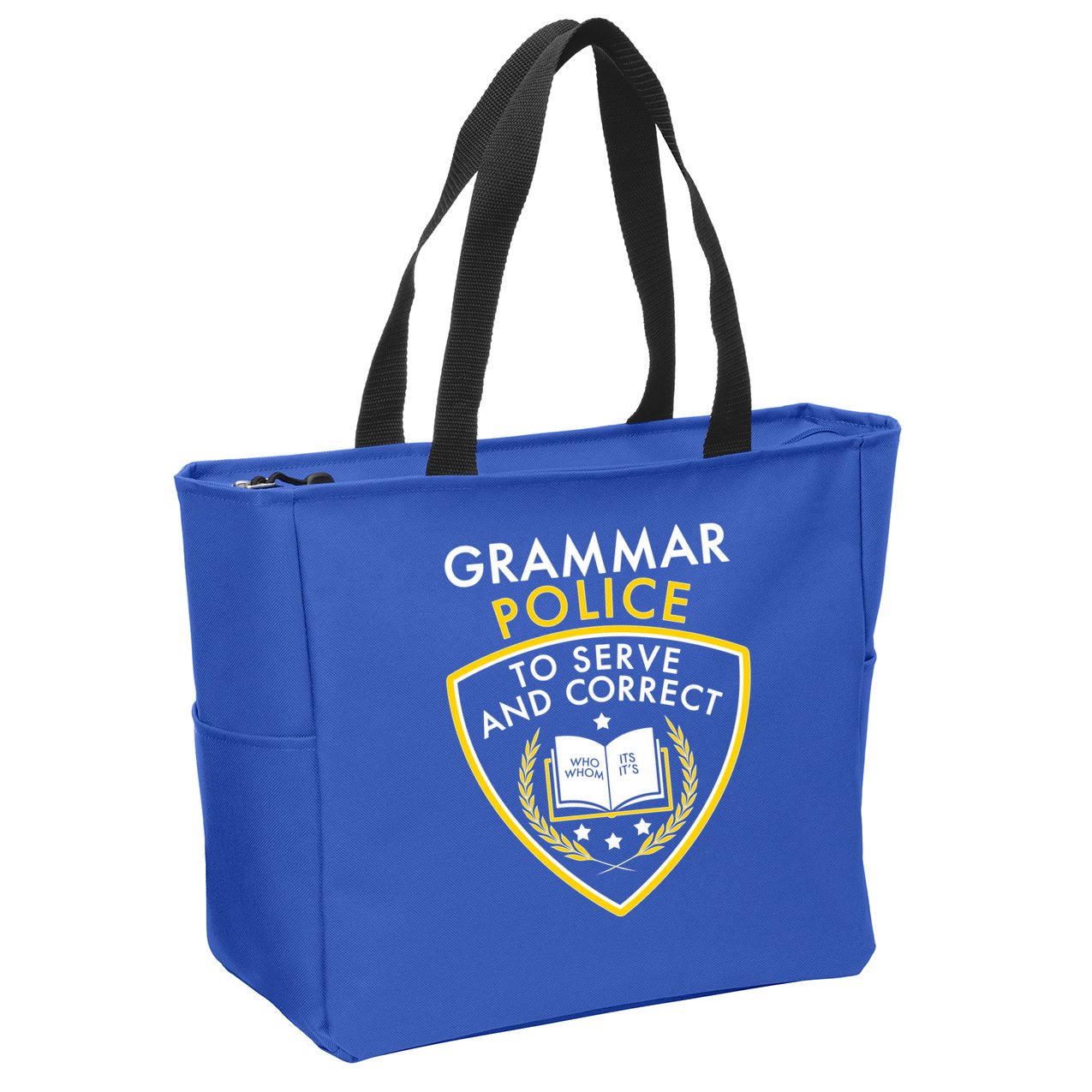 Grammar Police To Serve And Correct Funny Zip Tote Bag