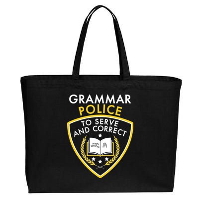 Grammar Police To Serve And Correct Funny Cotton Canvas Jumbo Tote