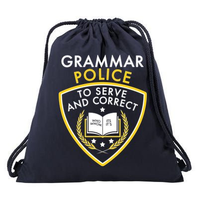 Grammar Police To Serve And Correct Funny Drawstring Bag