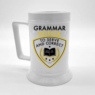 Grammar Police To Serve And Correct Funny Beer Stein