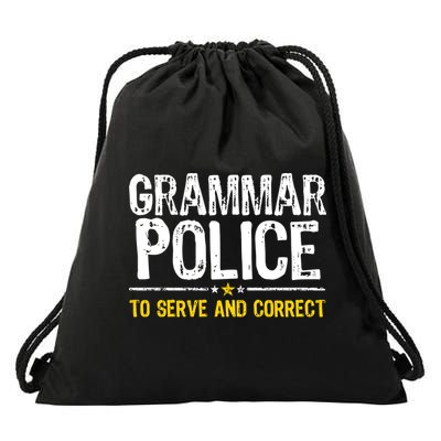 Grammar Police To Serve And Correct Funny Meme Drawstring Bag