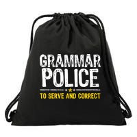 Grammar Police To Serve And Correct Funny Meme Drawstring Bag