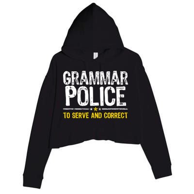 Grammar Police To Serve And Correct Funny Meme Crop Fleece Hoodie