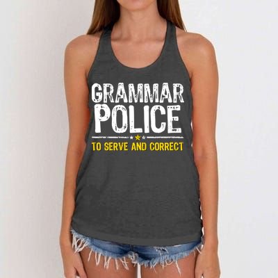 Grammar Police To Serve And Correct Funny Meme Women's Knotted Racerback Tank