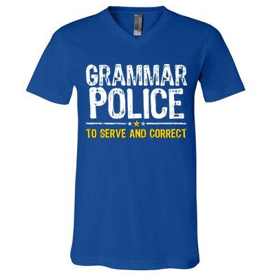 Grammar Police To Serve And Correct Funny Meme V-Neck T-Shirt