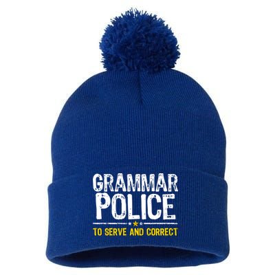 Grammar Police To Serve And Correct Funny Meme Pom Pom 12in Knit Beanie