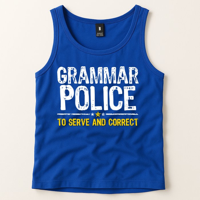 Grammar Police To Serve And Correct Funny Meme Tank Top
